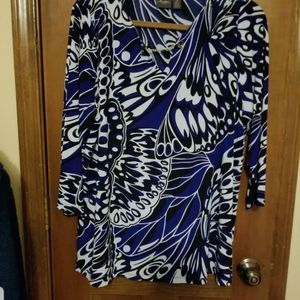 Chicos Travelers Knit Top/multiple Colors of Blue.